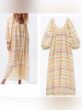 Zara Stripe Tie Dye Oversized Dress Coverup size medium Boho coastal Vacation